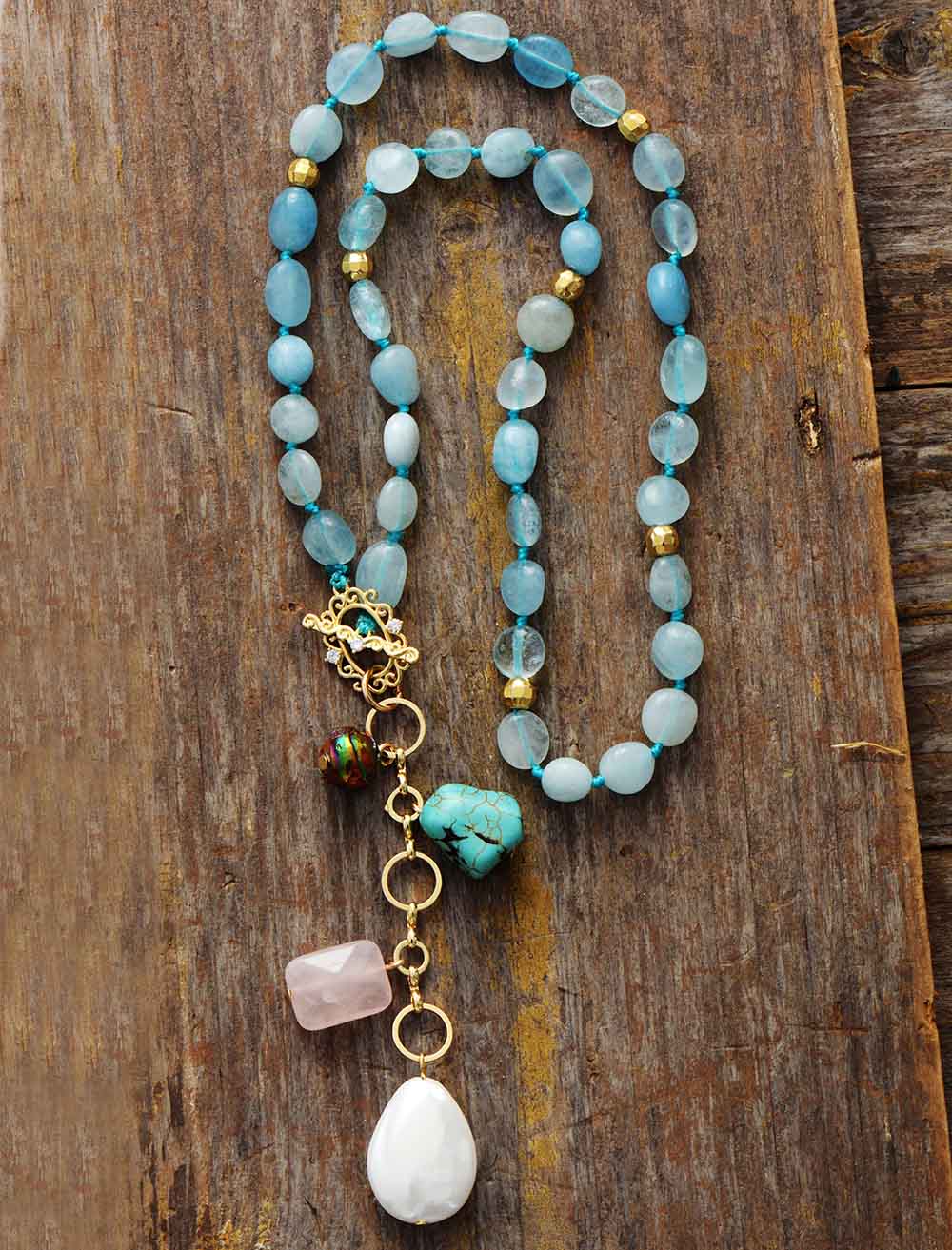 Maris Necklace – Elegant Ocean Drop Mala Chain