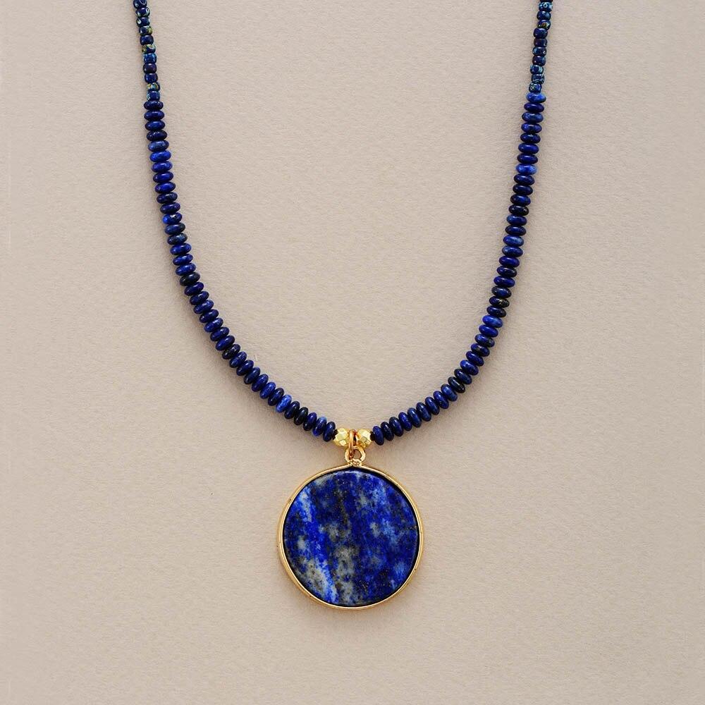 Lapis Charm Necklace – Elegant Round Chain