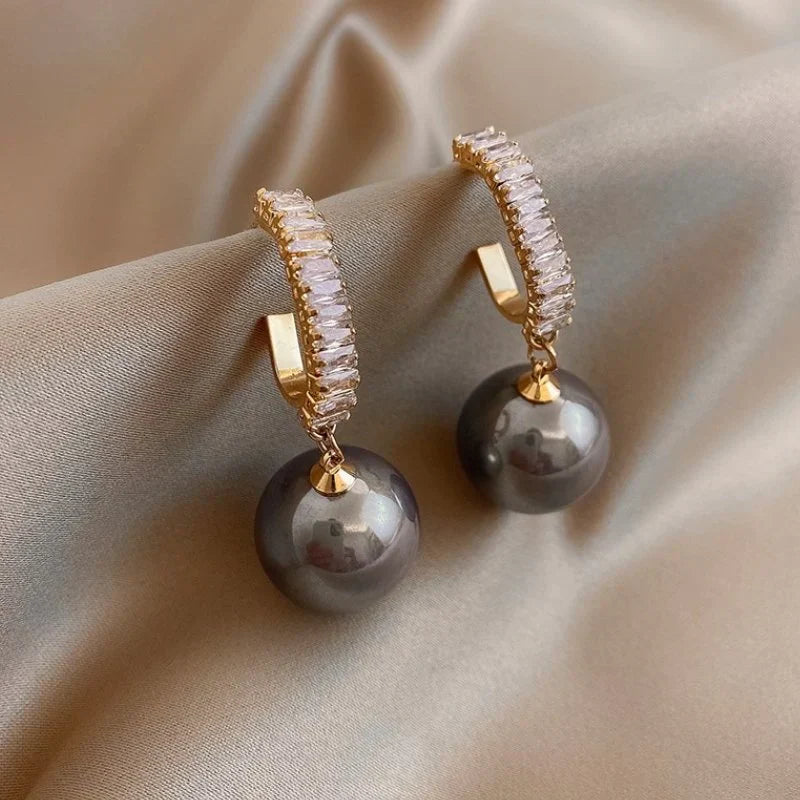 Elegant Pearl Earrings with Sparkling Zirconia - Amara Collection 