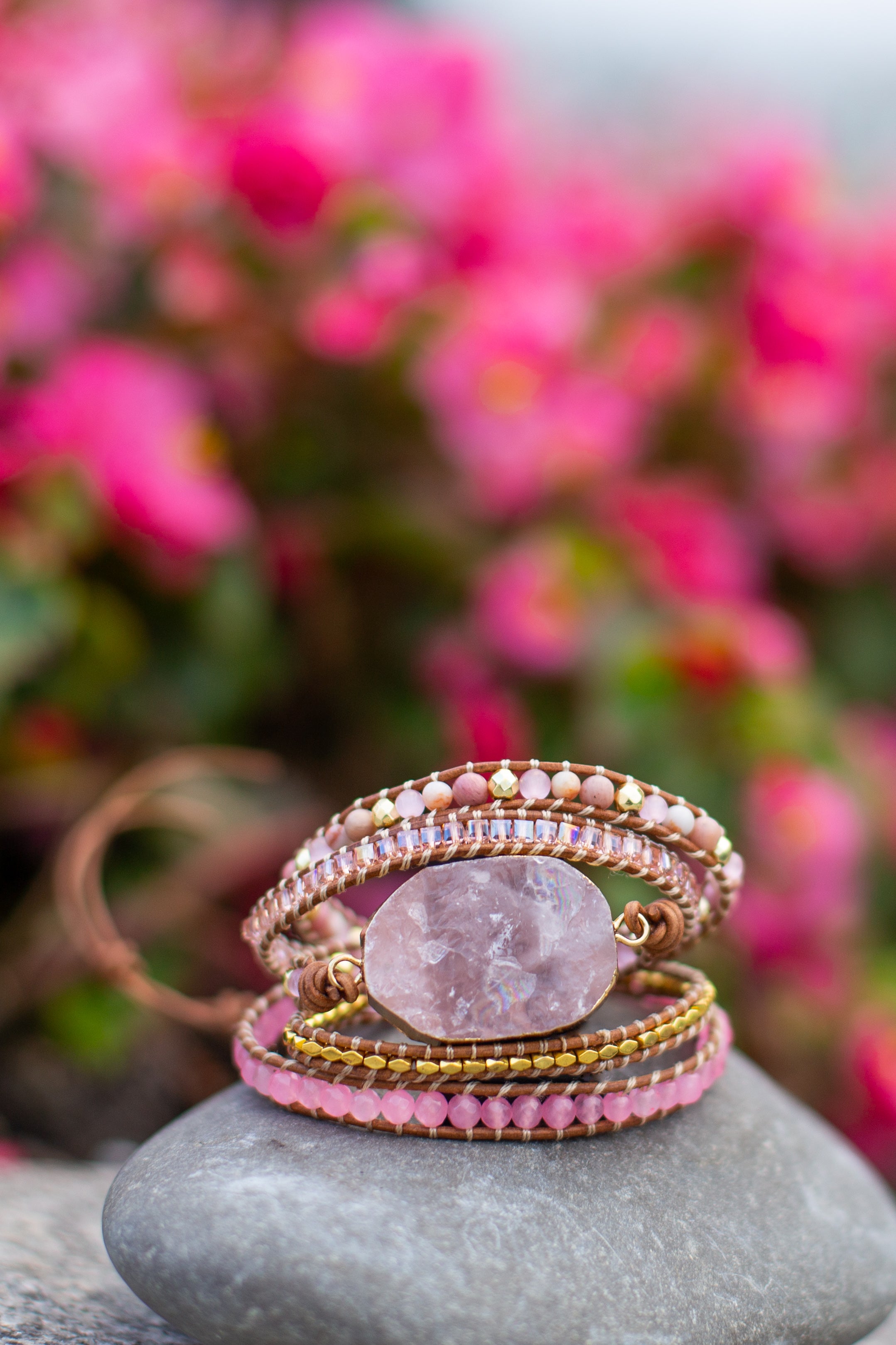 Amoria Bracelet – Elegant Gold Rose Quartz Arm Candy