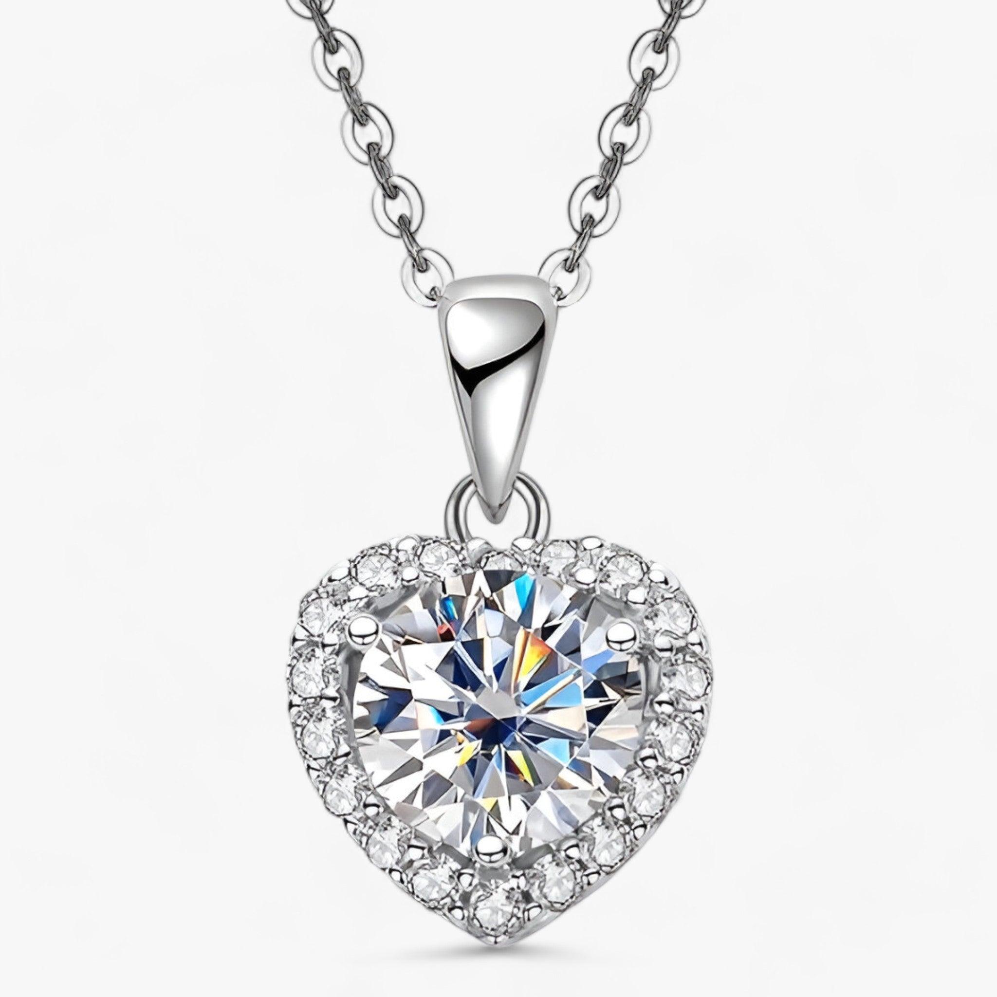 Amouria - Luxurious Moissanite Heart Shaped Pendant Necklace