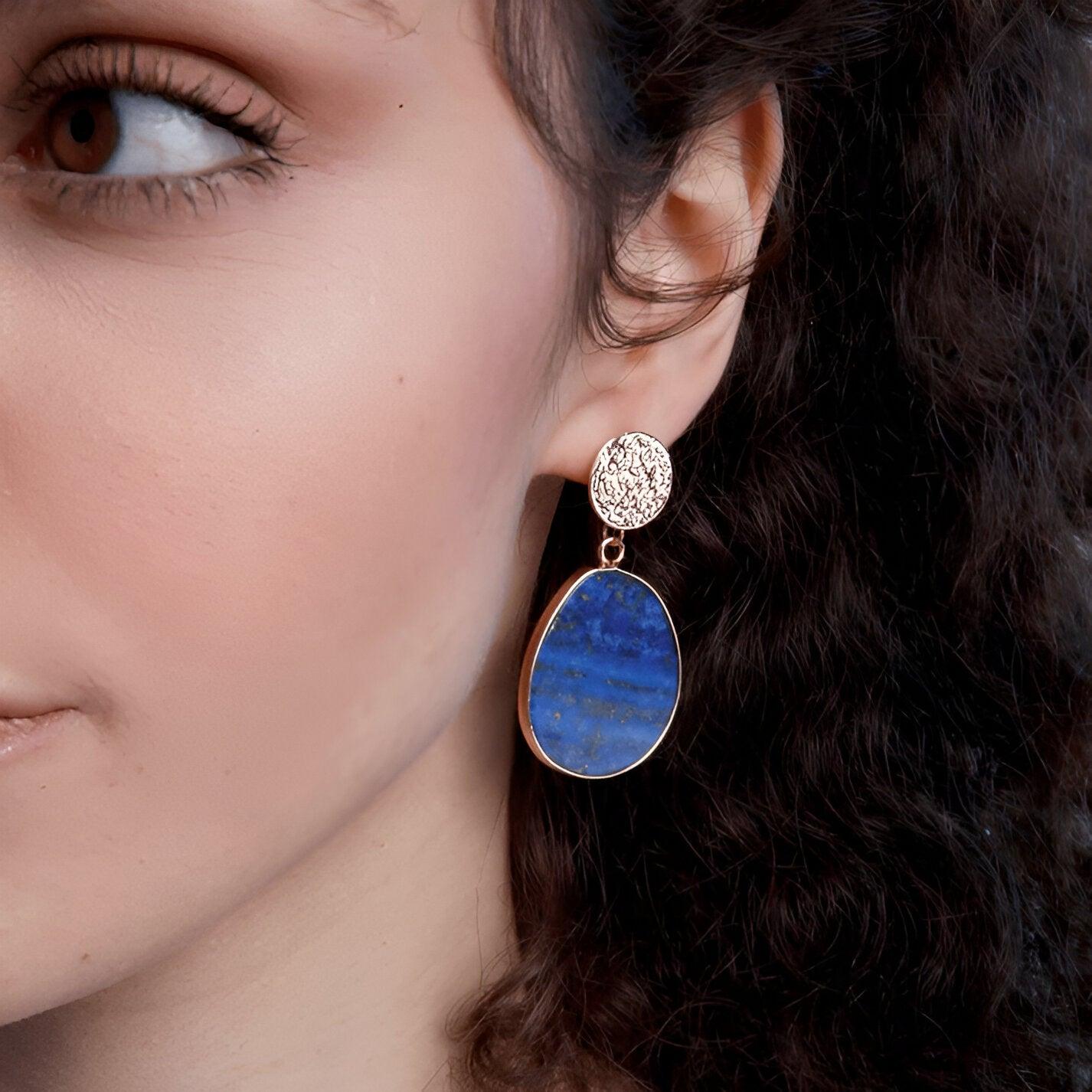 Althea - Luxurious Earrings with Lapis and Tiger's Eye