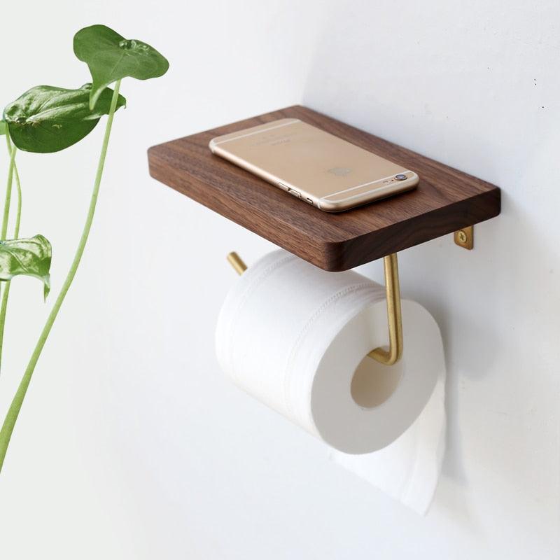 WoodNest - Stylish Wooden Toilet Paper Holder with Storage Space
