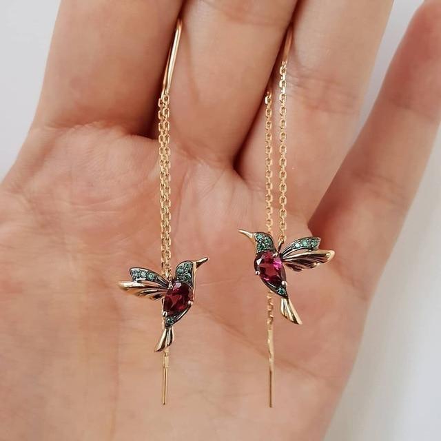 Captivating Hummingbird Enamel Pendant with Sparkling Zirconia - Amalia 