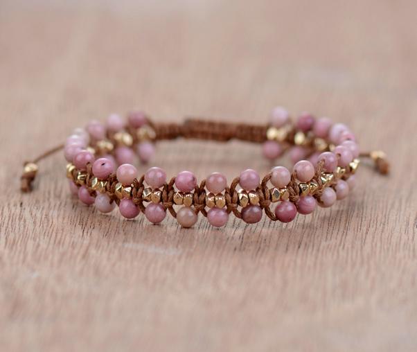Rhodonite Bracelet - Heart Shaped Energy Bracelet Amara