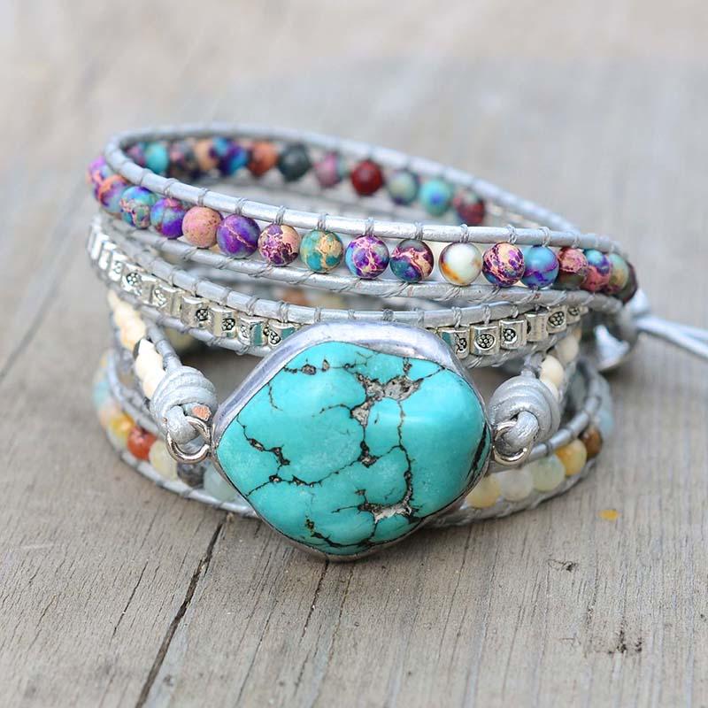 Selina Bracelet - Turquoise Wrap Bracelet for Healing &amp; Protection