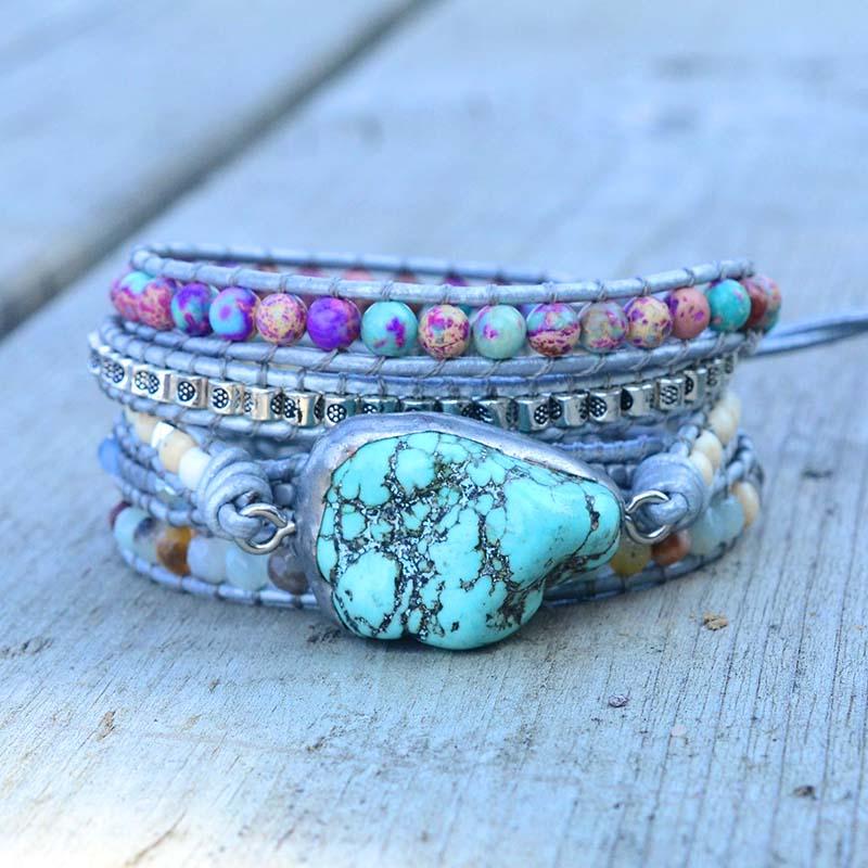 Selina Bracelet - Turquoise Wrap Bracelet for Healing &amp; Protection