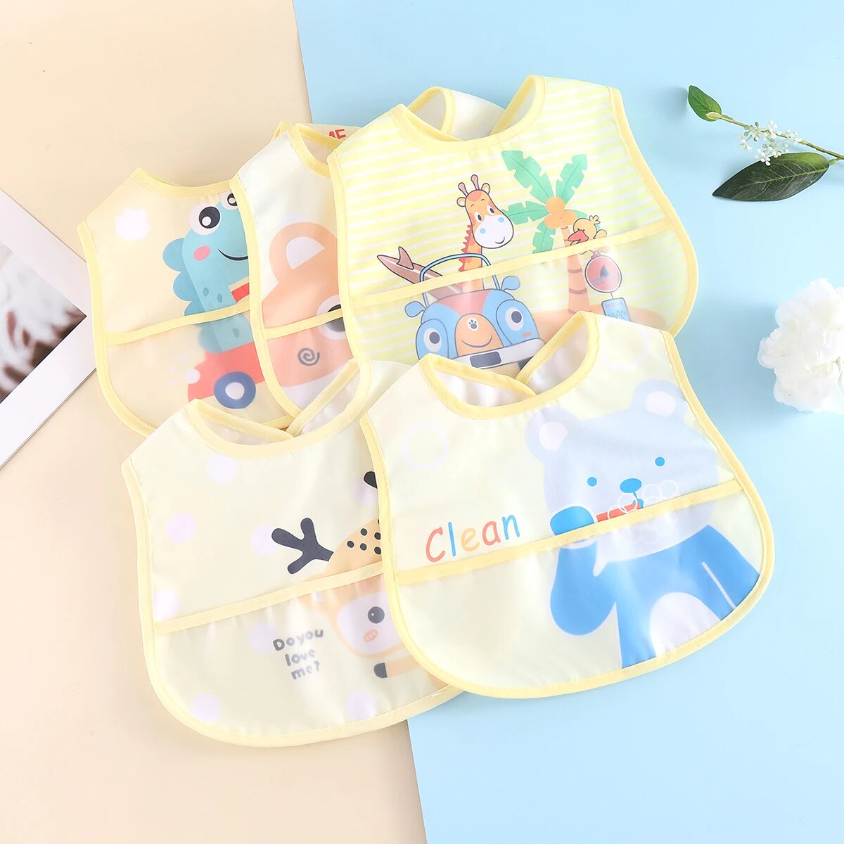 AquaGuard - Set of 5 Adjustable Baby Bibs