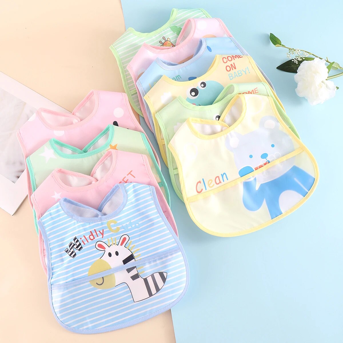 AquaGuard - Set of 5 Adjustable Baby Bibs